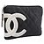 Pouch CHANEL Cambon Line Matelasse in pelle nera con CC argento Auth 197572A Nero