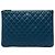 Clutch Chanel Large Quilted Lambskin O Case Blu