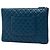 Clutch Chanel Large Quilted Lambskin O Case Blu - vista 2