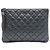 Clutch Chanel Medium Quilted Aged Calfskin Chain Tassel O Case Grigio