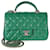 Gabrielle Chanel Mini Top Handle Rectangular Flap Bag aus grünem gestepptem Lammleder