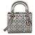 Mini borsa Lady Dior in raso grigio con cristalli Cannage Christian Dior Marrone