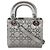 Mini borsa Lady Dior in raso grigio con cristalli Cannage Christian Dior Marrone - vista 2