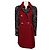 Abrigo de tweed largo medio cruzado Chanel Rojo / Azul / Negro Multi con botones logo CC