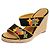 Sandali espadrillas con zeppa Louis Vuitton in tela nera con decorazioni floreali Nero Multicolore