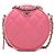 Clutch rotonda Chanel Pink CC in pelle d'agnello matelassé con catena Rosa