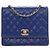 Chanel Blue CC Quilted Patent Square Flap