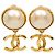 Orecchini a clip Chanel Gold CC placcati oro con perle sintetiche D'oro