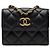 Chanel Kartenetui mit Kette aus schwarzem gestepptem Lammleder CC
