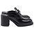 Mocassini con tacco e logo Prada in pelle nera Nero