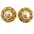 Chanel Vintage Multi CC Round Clip-On Metal with Faux Pearl D'oro