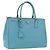 Borsa a mano PRADA Galleria in pelle Saffiano Turquoise Blue Gold Auth 198284V D'oro Turchese