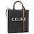 Céline CELINE Macadam Canvas Vertical Cabas Small Hand Bag PVC Brown Gold Auth 196692V Marrone D'oro