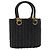 Borsa Salvatore Ferragamo Gancini in vimini nera e oro Auth 90245AM Nero D'oro