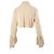 Roberto Cavalli Bluse aus beigem Wildleder mit Spitzenbesatz und Bindevorderseite - Ansicht 3