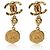 Gabrielle Chanel Gold-Plated Vintage Strass CC Medallion Ohrringe