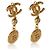 Gabrielle Chanel Gold-Plated Vintage Strass CC Medallion Ohrringe - Ansicht 2