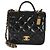Gabrielle Borsa Chanel Black Quilted Patent School Memory Mini Top Handle Flap Bag Nero - vista 8