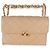 Gabrielle Chanel Small Flap Bag aus gestepptem Lammleder in Beige mit oberem Griff und Kette
