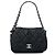Chanel Black Medium Textured Nylon Bubble Quilt Accordion Flap Nero