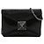 Clutch Valentino One Stud piccola in camoscio nero con cristalli e catena