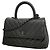 Coco Handle Borsa Chanel in pelle di vitello martellata nera Nero