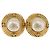 Chanel Vintage Round CC Clip-On Metal with Faux Pearl Golden
