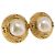 Chanel Vintage Round CC Clip-On Metal with Faux Pearl Golden - view 2