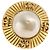 Chanel Vintage Round CC Clip-On Metal with Faux Pearl Golden - view 7