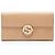 Cartera Continental Gucci de piel con G entrelazadas Castaño Beige