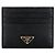 Prada Women's Triangle Logo Saffiano Cardholder Black