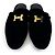 Hermès Mule Loafer Trocadero in velluto con logo dorato Nero - vista 8