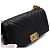 Chanel Borsa a tracolla Boy Medium Flap in caviale nero chevron con catena dorata - vista 12