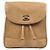 Chanel Triple CC Rucksack in beigem Kaviar-Leder Braun