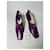 Sapatos de salto Bottega Veneta em pele roxa com efeito crocodilo 38 Roxo  - vista 5