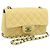 CHANEL Mini Matelassé 20 Bolso de Cadena de Hombro de Piel de Cordero Amarillo CC Auth 197490SV
