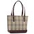Borsa Tote BURBERRY Nova Check Canvas Beige Gold Auth 198715 D'oro