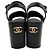 Sandali platform Chanel 2025 in mesh nero con logo CC - vista 5