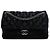 Borsa a spalla Chanel Single Flap in raso trapuntato CC Extra Large Nera Nero