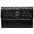 Tarjetero Chanel CC Embossed Caviar Camellia Negro
