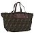 FENDI Zucca Canvas Hand Bag Brown Black