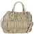 PRADA Gathered Hand Bag Nylon 2way Beige Gold