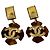 Orecchini a clip Chanel Coco Mark in marmo oro e marrone D'oro