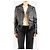 Saint Laurent Giacca biker in pelle nera e tweed - size UK 12 Nero - vista 4