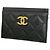 Tarjetero Chanel de piel de becerro granulada negra Negro