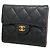 Cartera tri-fold Chanel en piel de becerro granulada negra Negro