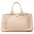 Borsa Satchel Prada Beige Large Canvas Canapa Bijoux