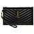Pouch con zip Saint Laurent Black Large Grain De Poudre Matelasse Cassandre Nero
