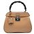 Bamboo Gucci Lady Lock Handbag em couro de bezerro liso Bege Medium com bambu