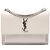 Saint Laurent White Medium Croc Embossed Leather Monogram Sunset Crossbody Bianco Crudo